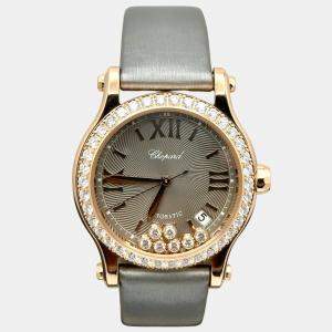 Pre Owned Chopard Happy Sport 274808-5014 Automatic Diamond 18k Rose Gold Women's Wristwatch 36 mm