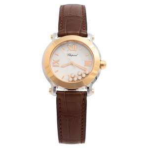 Chopard White 18K Rose Gold & Stainless Steel Happy Sport 278492 Women's Wristwatch 36 mm