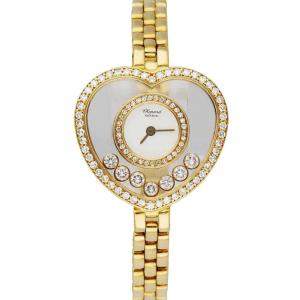 Chopard White Diamonds 18K Yellow Gold Happy Diamond Heart Shape Women's Wristwatch 25 MM