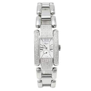 Chopard White Stainless Steel Diamond La Strada 8357 Women's Wristwatch 24 mm