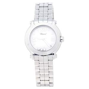 Chopard White Stainless Steel Happy Sport 8475 Women's Wristwatch 36 mm