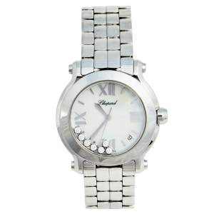 Chopard Mother of Pearl Stainless Steel Happy Sport 8475 Women's Wristwatch 35 mm