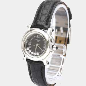 Chopard Black Diamonds Stainless Steel Happy Sport 27/8245-23 Quartz Women's Wristwatch 26 mm