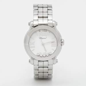 Chopard White Stainless Steel Diamond Happy Diamond 278509-3002 Women's Wristwatch 30 mm