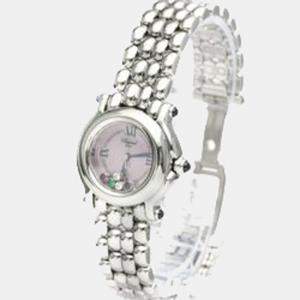 Chopard Pink shell Diamonds Stainless Steel Happy Sport 27/8250-23 Quartz Women's Wristwatch 26 mm
