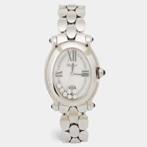 Chopard Mother of Pearl Diamond Stainless Steel Happy Sport 27/8418-23 Women's Wristwatch 30 mm 