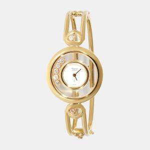 Chopard White Diamonds 18k Yellow Gold Happy Diamonds 20/5347-001 Women's Wristwatch 25.5 mm