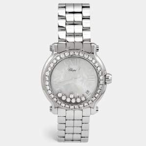 Chopard Mother of Pearl Diamond Stainless Steel Happy Sport 278477-3002 Women's Wristwatch 36 mm