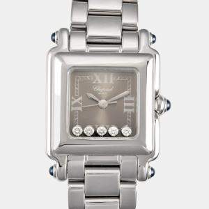 Chopard Gray Stainless Steel and Diamond Happy Sports 27/8893 Women's Wristwatch 23 mm