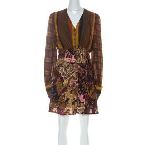 Christian Lacroix Vintage Multicolor Printed Crepe Short Dress M 
