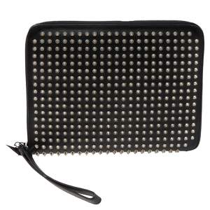 Christian Louboutin Black Leather Studded iPad Case