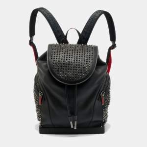 مملوكة مسبقًا Christian Louboutin Explorafunk Spikes Black Leather and Rubber Backpack