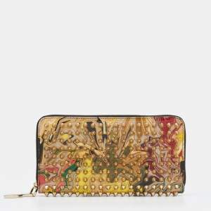 Christian Louboutin Multicolor Patent Leather Panettone Spike Zip Around Wallet