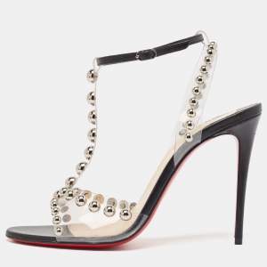 Christian Louboutin Black Leather and PVC Faridaravie Sandals Size 40