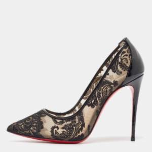 Christian Louboutin Black Mesh and Patent Dorissima Pumps Size 36.5