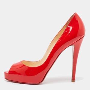 Christian Louboutin Red Patent Leather Very Prive Pumps Size 39.5