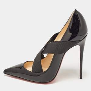 مملوكة مسبقًا Christian Louboutin Black Patent Leather Sharpstagram Pumps Size 37