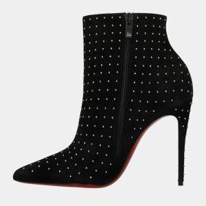 Christian Louboutin black Black Suede So Kate Booty High Heels Ankle Boots IT 37