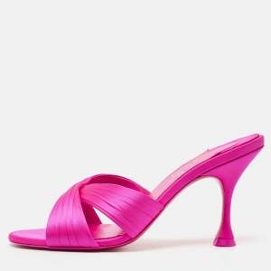 مملوكة مسبقًا Christian Louboutin Pink Satin Nicol Is Back Slide Sandals Size 37.5