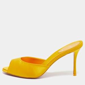 Christian Louboutin Yellow Satin Me Dolly Slide Sandals Size 38