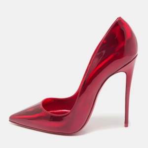 Pre Owned Christian Louboutin Red Patent Leather So Kate Pumps Size 40