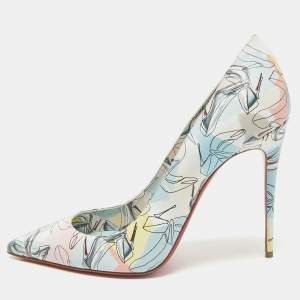 Christian Louboutin Multicolor Graphic Print Leather Kate Pumps Size 38.5