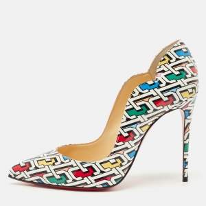 Christian Louboutin Multicolor Printed Patent Leather Hot Chick Pumps Size 37.5