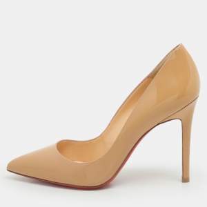 Christian Louboutin Beige Patent Leather Pigalle Pumps Size 36.5