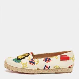 Pre Owned Christian Louboutin Multicolor Canvas Papi Hugo Espadrille Flats Size 37