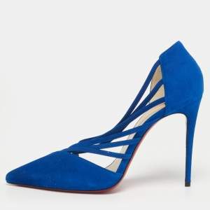 Pre Owned Christian Louboutin Antinorina Size 36 Blue Suede Pumps