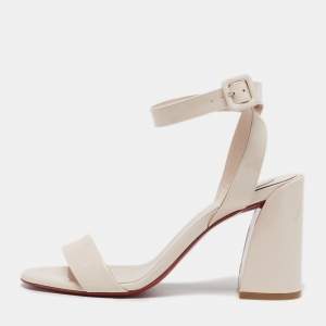 Pre Owned Christian Louboutin Miss Sabina Size 37 Pink Patent Leather Ankle Strap Sandals