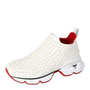 Christian Louboutin White Spike Sock Slip On Platform Sneakers Size 40