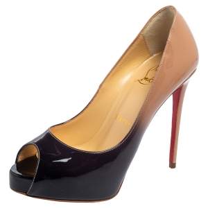 Christian Louboutin Ombre Beige/Black Patent Leather New Very Prive Pumps Size 34