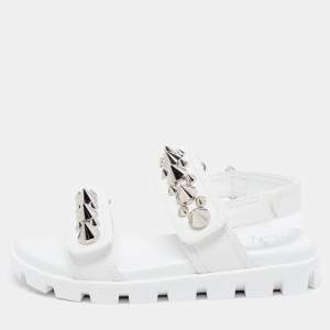 مملوكة مسبقًا صندل كريستيان لوبوتان سبيكيتا كول جلد أبيض نعل سميك مقاس 37