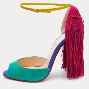 Christian Louboutin Multicolor Suede Otrot Fringe Sandals Size 39