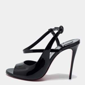 مملوكة مسبقًا Christian Louboutin Black Patent Leather So Jenlove D'orsay Sandals Size 38 