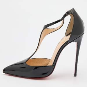 Christian Louboutin Black Patent Leather J String Pumps Size 38