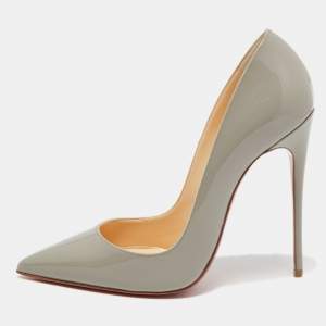 Christian Louboutin Grey Patent Leather So Kate Pumps Size 37