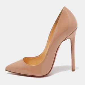 Christian Louboutin Beige Patent Leather Pigalle Pumps Size 38