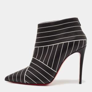 Christian Louboutin Black/White Leather Josselyn Ankle Booties Size 36