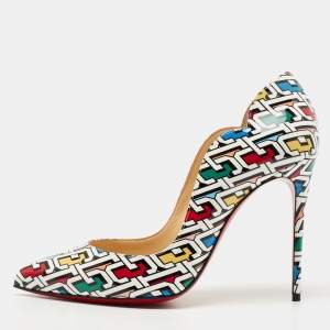Christian Louboutin Multicolor Printed Patent Leather Hot Chick Pumps Size 37.5