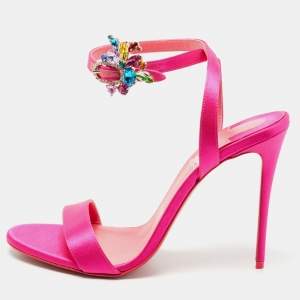 Christian Louboutin Pink Satin Goldie Jolie Sandals Size 39