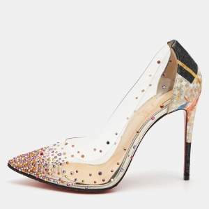 Christian Louboutin Multicolor Printed Lurex Fabric and PVC Degrastrass Pumps Size 39.5