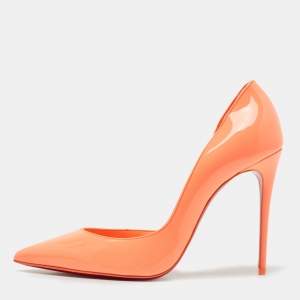 Christian Louboutin Orange Patent Leather Iriza Pumps Size 37.5