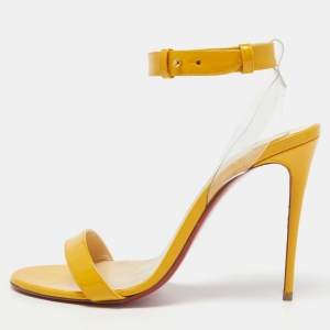 Christian Louboutin Light Orange Patent Leather and PVC Jonatina Sandals Size 39