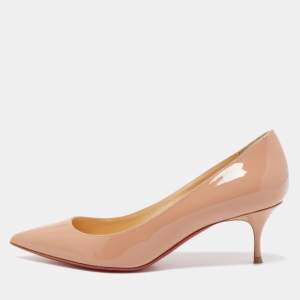 Christian Louboutin Beige Patent Leather Pigalle Pointed Toe Pumps Size 36.5