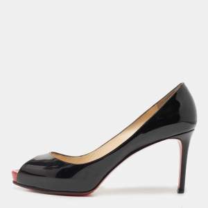 Christian Louboutin Black Patent Leather Very Prive Platform Pumps Size 41