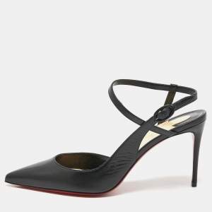 مملوكة مسبقًا Christian Louboutin Black Leather Kate Slingback Pumps Size 39.5