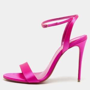 Christian Louboutin Pink Satin Loubigirl Ankle Wrap Sandals Size 38