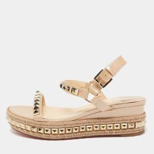 Christian Louboutin Beige Patent Leather Cataclou Sandals Size 36